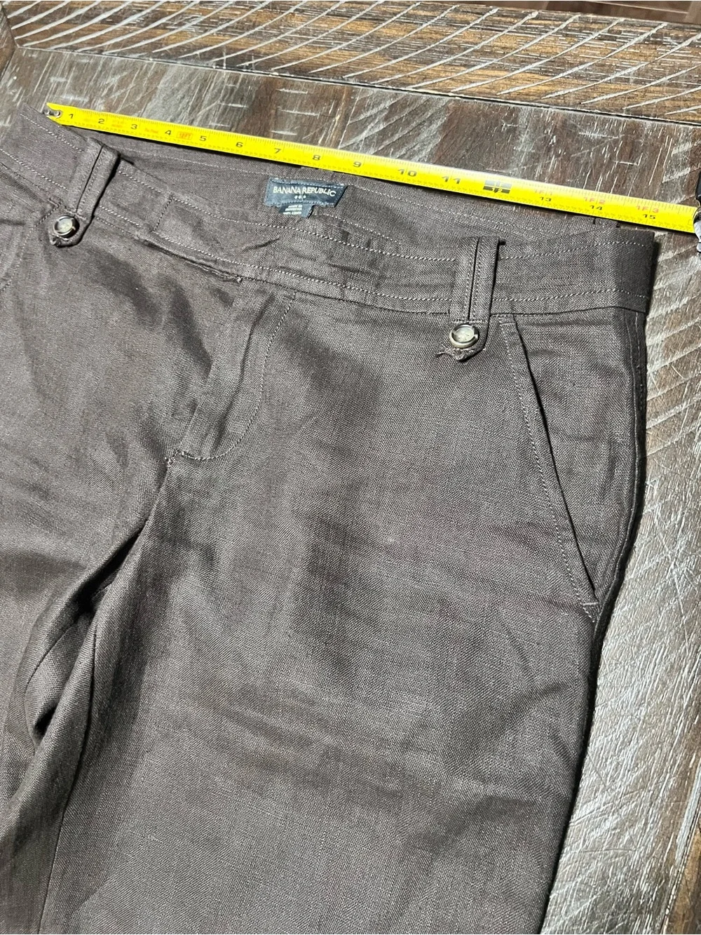 Banana Republic Ladies Dark Brown Retro Style Wide-Leg Linen Pants Size 4